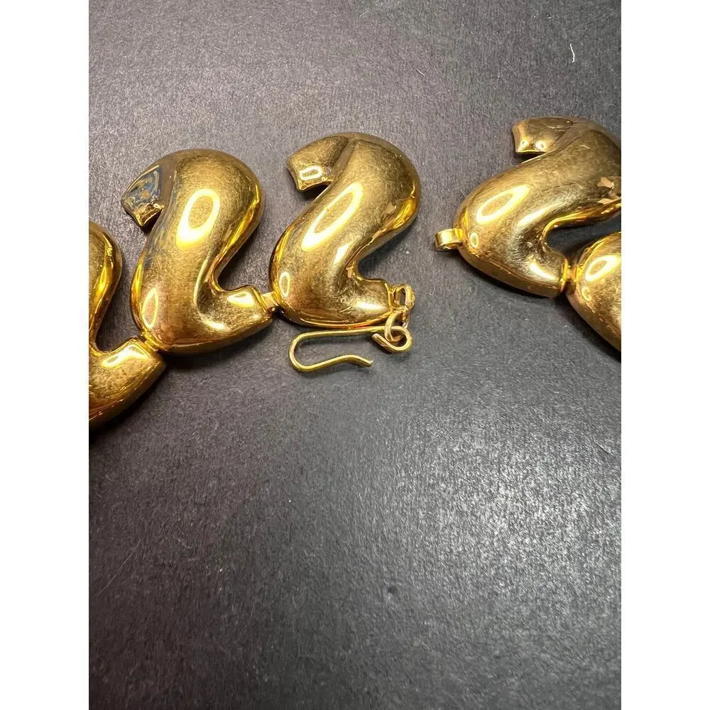 Vintage MCM Napier Gold-Tone Sculptural S-Link Statement Necklace, Signed - Picture 10 of 13